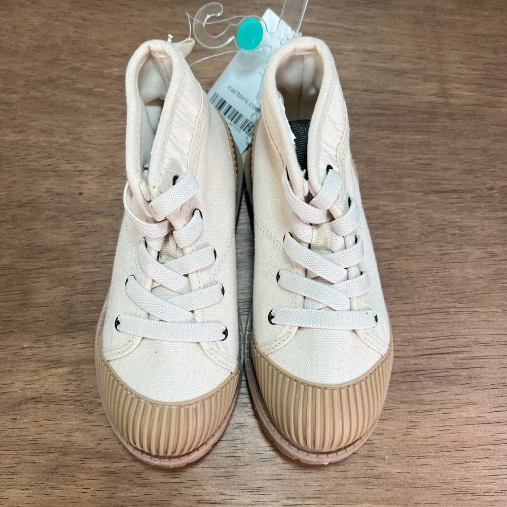 Carter's Cisco Toddler Shoes Unisex ‎ Ivory Canvas Lace Up Combat Boots Size 10